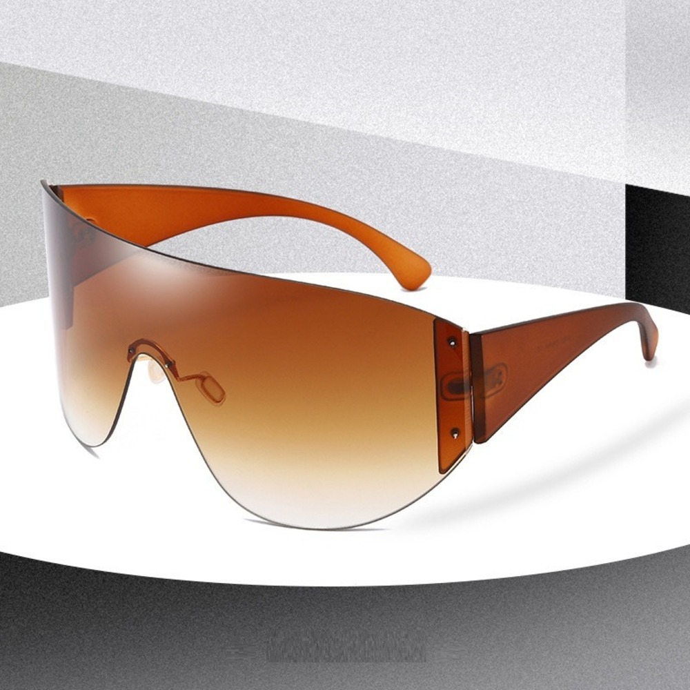 Trendy Wrap Around Sunglasses Women Cool Concert shades Round Big Shield Glasses
